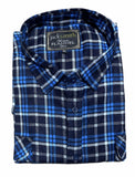 Mens Flannelette Long Sleeve Shirt 100% Cotton Check Authentic Flannel - Full Placket - Turquoise/Black - 3XL