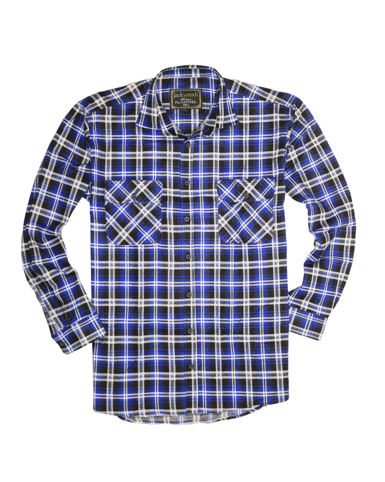 Mens 100% Cotton Flannelette Shirt Long Sleeve Check Authentic Flannel - Denim - 6XL