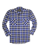 Mens 100% Cotton Flannelette Shirt Long Sleeve Check Authentic Flannel - Denim - 6XL
