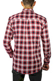 Mens 100% Cotton Flannelette Shirt Long Sleeve Check Authentic Flannel - Red/Navy - XXL