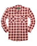 Mens 100% Cotton Flannelette Shirt Long Sleeve Check Authentic Flannel - Red/Navy - L