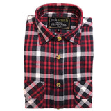 Men's Shirts: Mens Half Placket Flannelette Long Sleeve Pullover Shirt 100% Cotton Check Authentic Flannel  - Burgundy - S