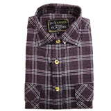 Men's Shirts: Mens Half Placket Flannelette Long Sleeve Pullover Shirt 100% Cotton Check Authentic Flannel  - Burgundy - S