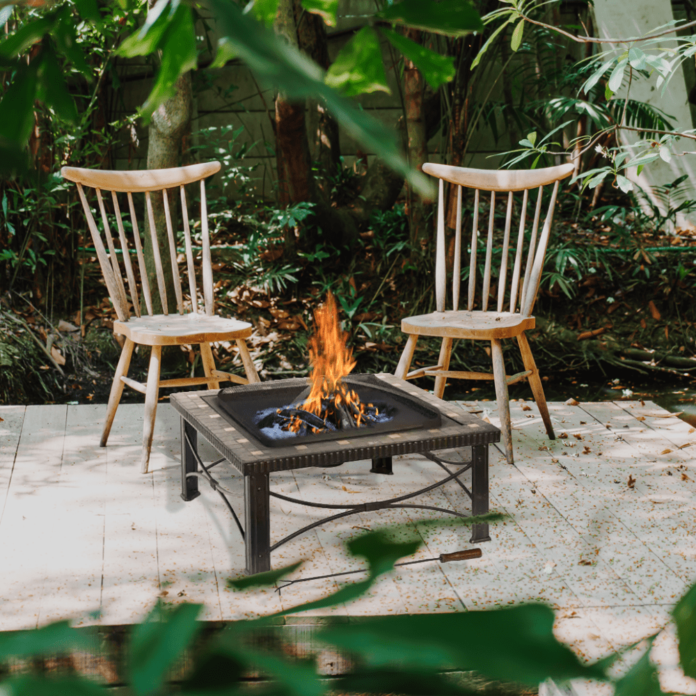 30" Square Slate Tile Fire Pit Outdoor Patio Heater Fireplace