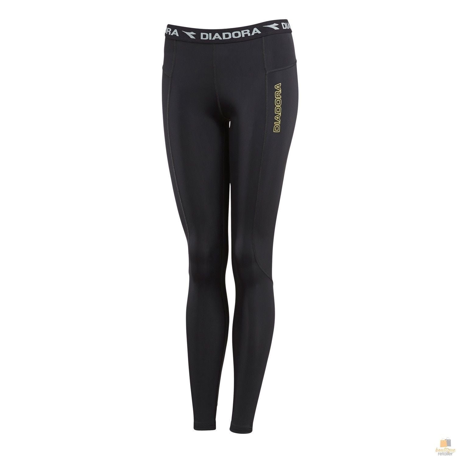 Women's Activewear: DIADORA Ladies Compression Sports Full Length Tights Gym Yoga - Black - 14