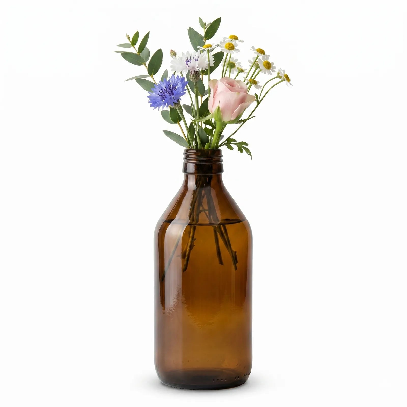 600ml Vintage Brown Glass Vase without Lid/Cap (Flowers not included)