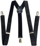 Men's Accessories: GLITTER SPARKLE SUSPENDERS Braces Clipon Elastic Y-Back Slim Adjustable  - Black (Glitter)