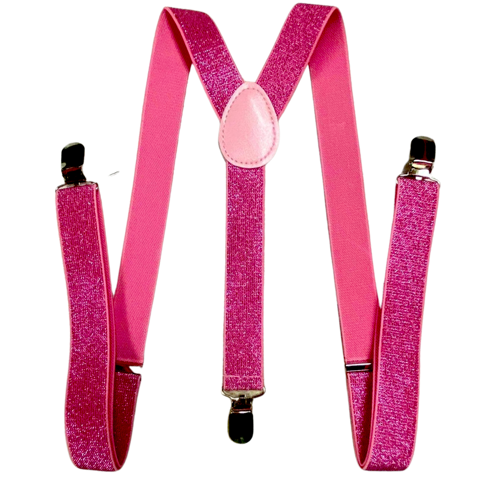 Men's Accessories: GLITTER SPARKLE SUSPENDERS Braces Clipon Elastic Y-Back Slim Adjustable  - Hot Pink (Glitter)