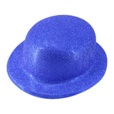 Costumes & Accessories: GLITTER BOWLER HAT Fancy Party Plastic Costume Cap Fun Dress Up Sparkle - Blue