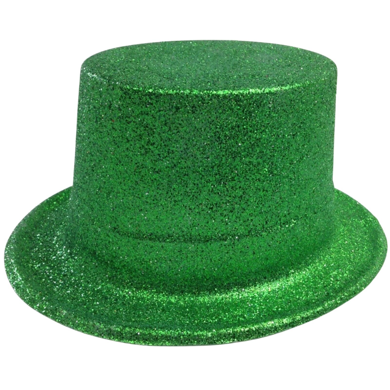 Glitter Top Hat Adult Costume Fancy Dress Party Plastic Tall Hat - Green