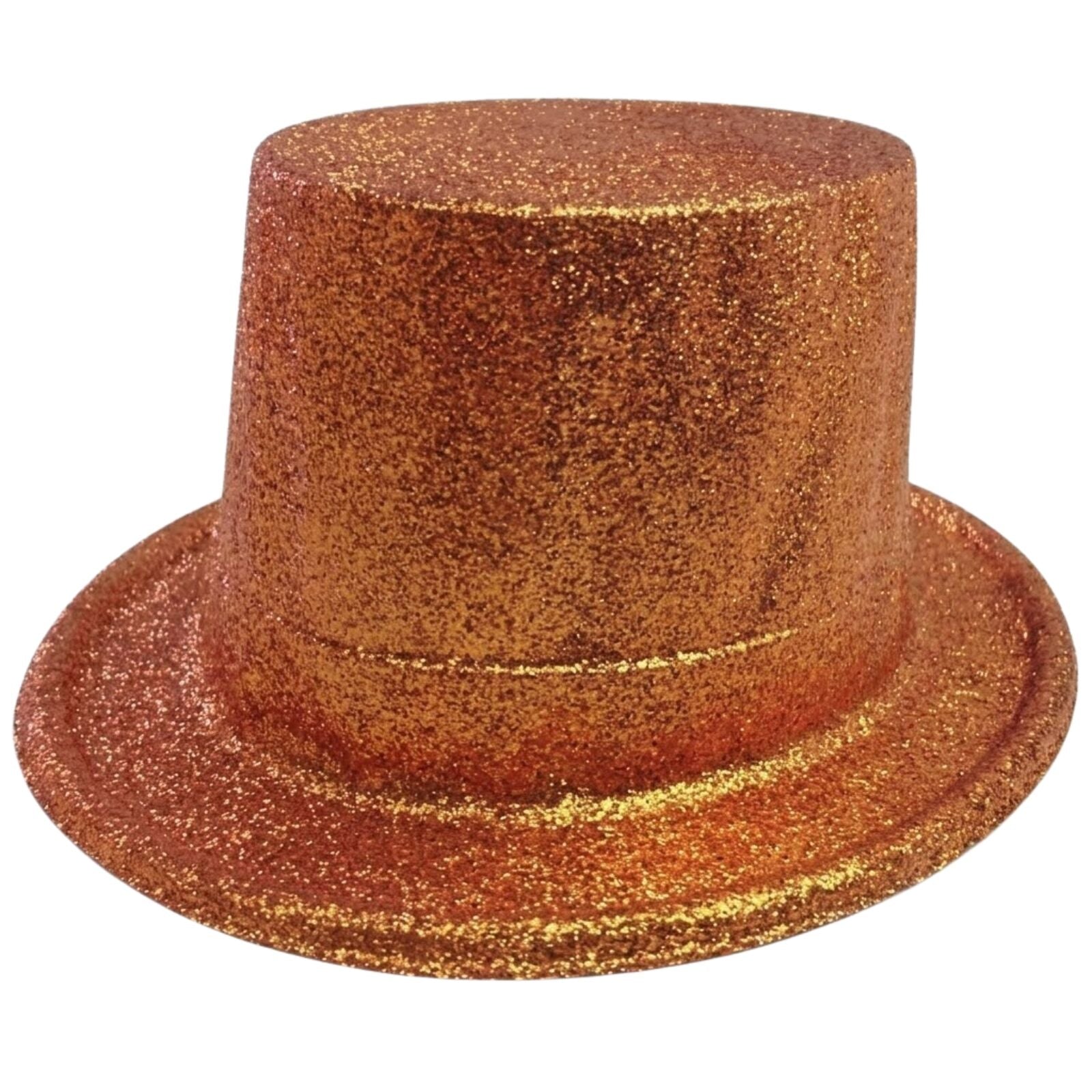Glitter Top Hat Adult Costume Fancy Dress Party Plastic Tall Hat - Orange