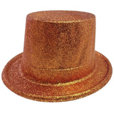 Glitter Top Hat Adult Costume Fancy Dress Party Plastic Tall Hat - Orange