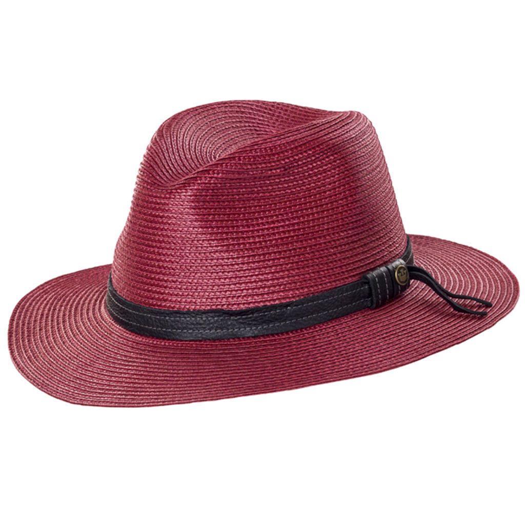 GOORIN BROTHERS Dawn Summer Braid Fedora Hat Cap Bros 100-9217 Wide Brim - Red