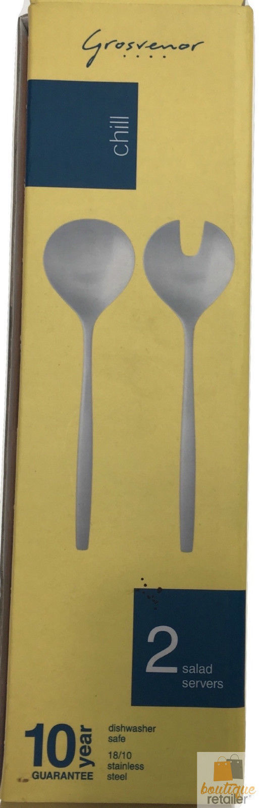 Kitchen Utensils: GROSVENOR Chill 2 Salad Servers 18/10 Stainless Steel Spoon Fork CHILL2SS