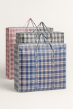 Storage Boxes: 48x Large Stripe Bag Packing Storage Strip Zip Shopping Travel Check House Moving 78cm x 90cm x 25cm