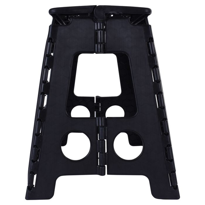 Table & Bar Stools: 125kg Plastic Folding Step Stool 39cm Portable Chair Flat Indoor/Outdoor Home - Black