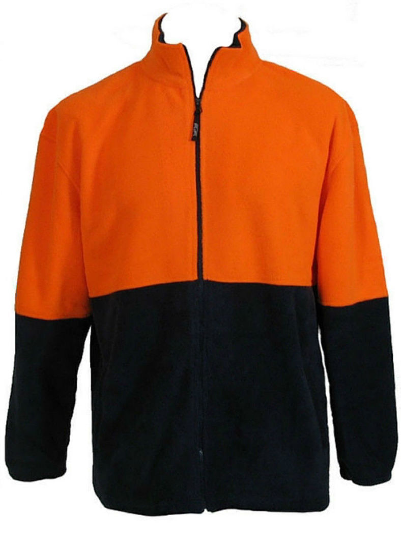 Hi Vis Polar Fleece Full Zip Safety Workwear Fleecy Jacket Unisex - Orange - M