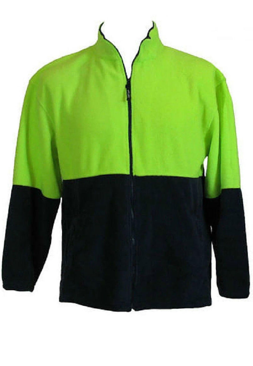 Hi Vis Polar Fleece Full Zip Safety Workwear Fleecy Jacket Unisex - Yellow - 4XL