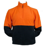 HI VIS POLAR FLEECE Jumper 1/2 Half Zip Safety Workwear Fleecy Jacket Unisex - Orange - XS