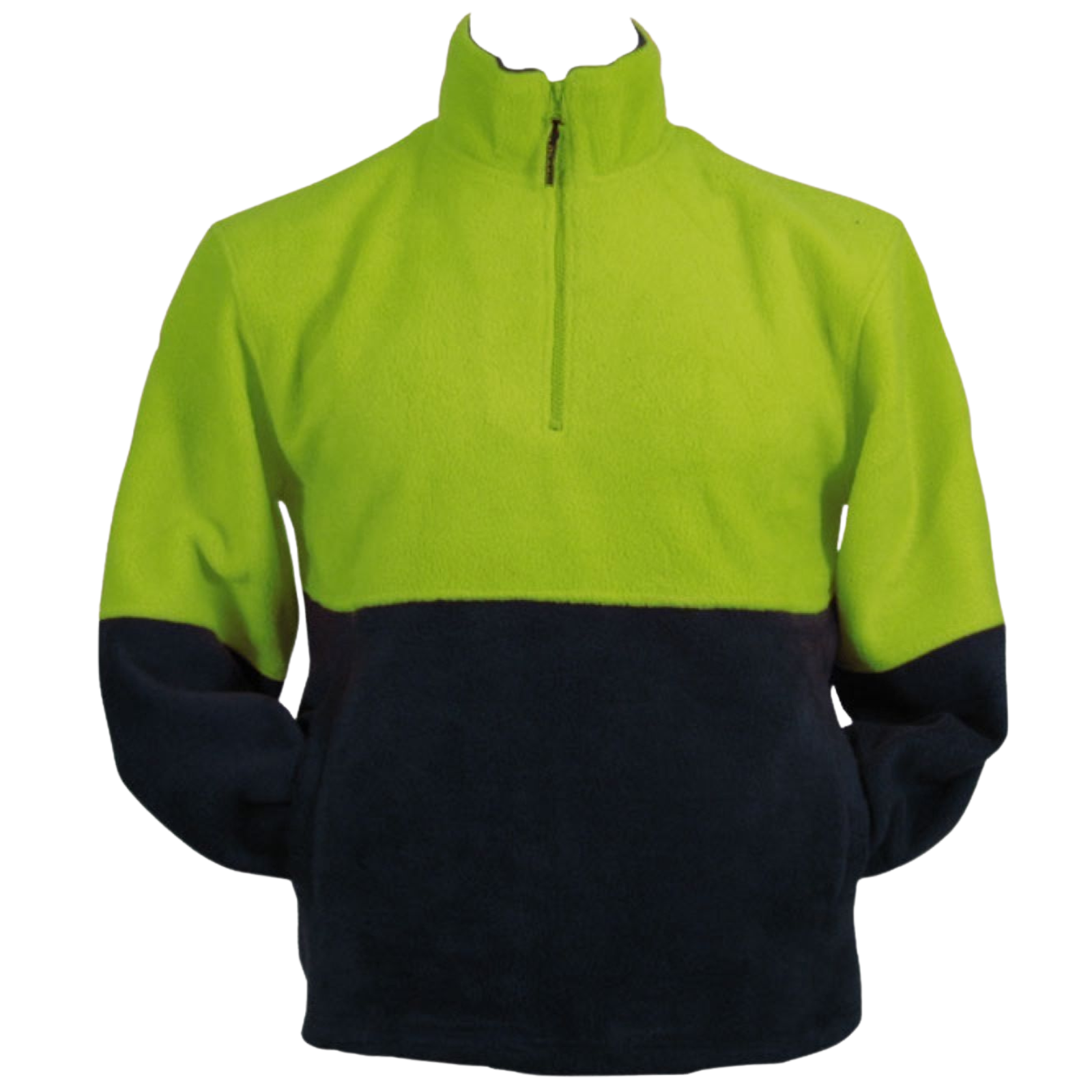 HI VIS POLAR FLEECE Jumper 1/2 Half Zip Safety Workwear Fleecy Jacket Unisex - Yellow - S