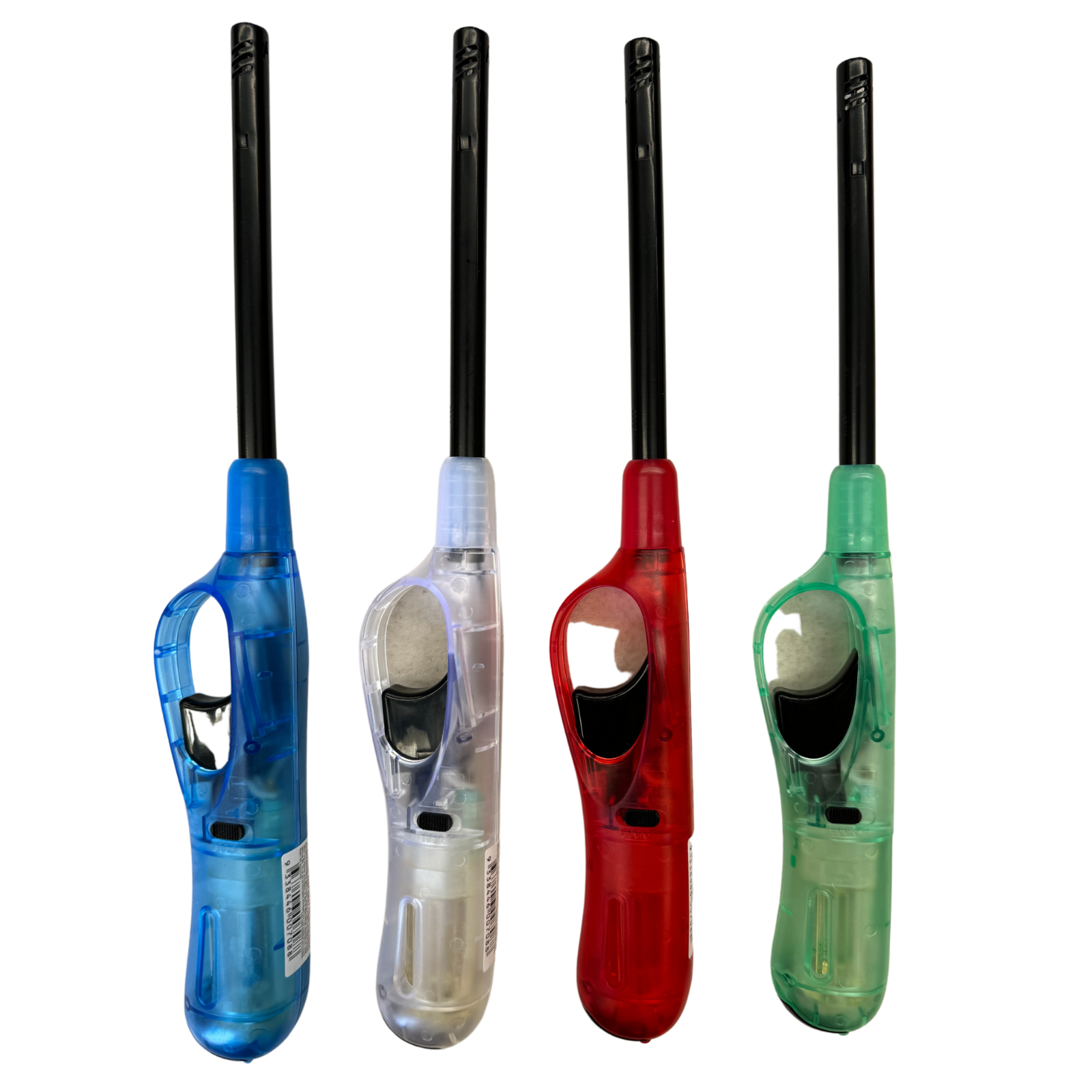 BBQ Tools: 1x Clear Long Gas Lighter for BBQ Kitchen Cigarette w/ Safety Lock - Assorted Colours