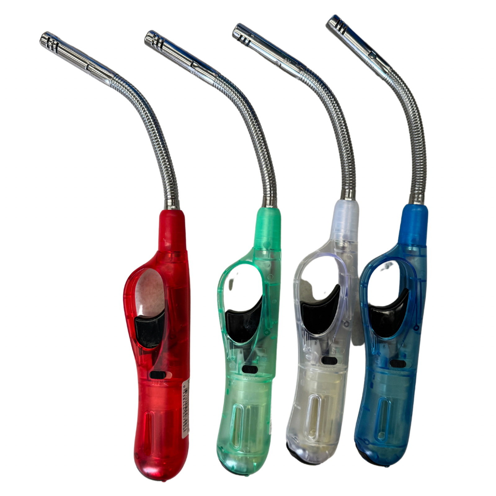BBQ Tools: 1x Clear Flexible Gas Lighter for BBQ Kitchen Cigarette w/ Safety Lock - Assorted Colours