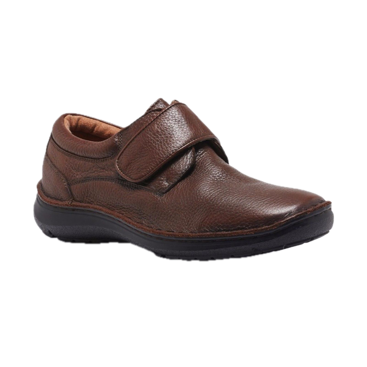 HUSH PUPPIES BLOKE Leather Shoes Slip On Extra Wide Work All Day Comfort - Brown