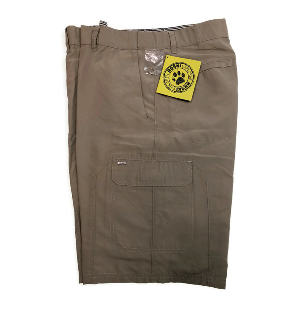 Men's Shorts: HUSKI Cargo Shorts Mens Cascade Microfibre Flexi Fit Short Army Military 515206 - Clay - 4XL (112cm Waist)