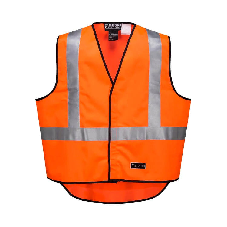 Work Safety Protective Equipment: HUSKI Hi Vis Patrol Vest 3M Reflective Tape Safety Workwear High Visibility - Orange - XL