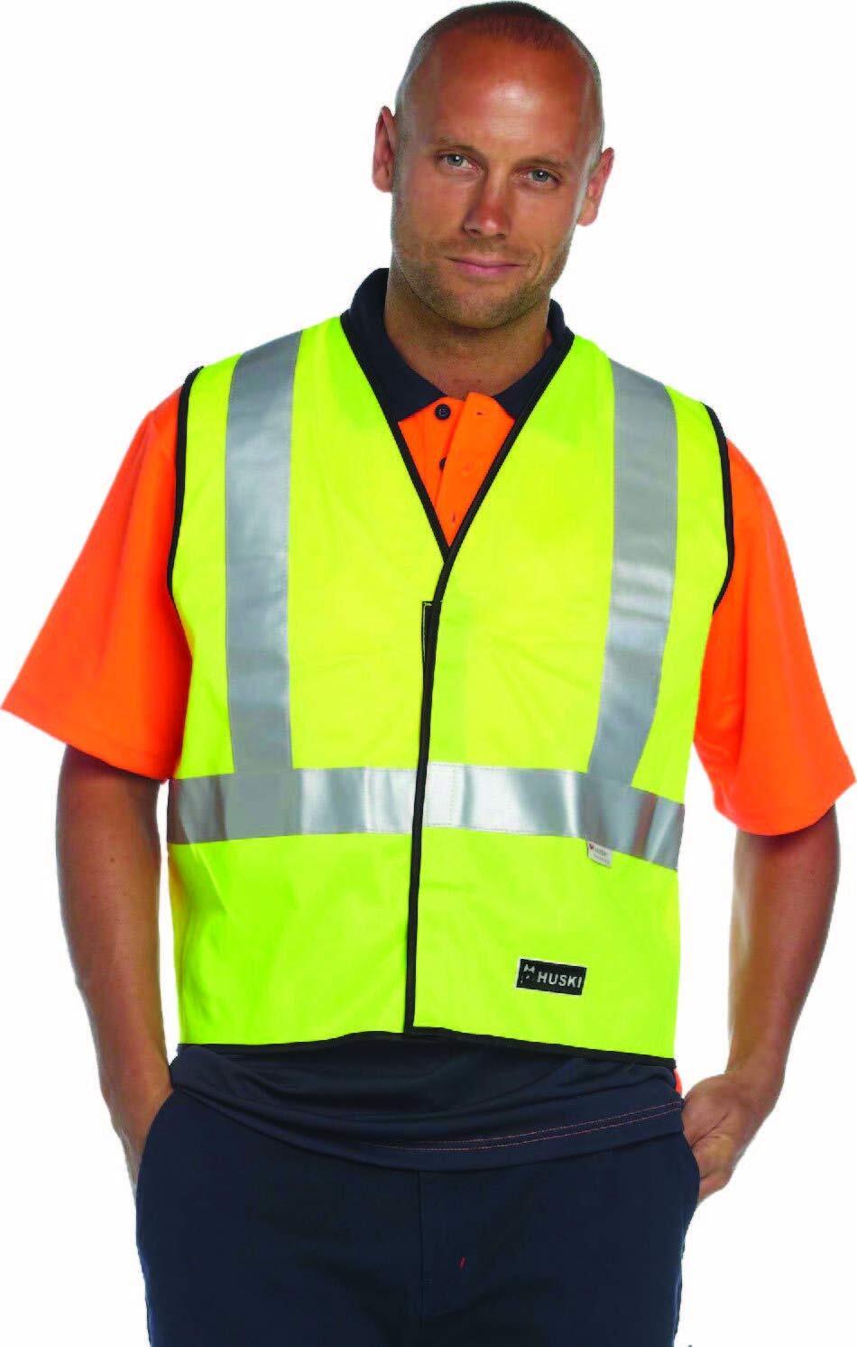 Work Safety Protective Equipment: HUSKI Hi Vis Patrol Vest 3M Reflective Tape Safety Workwear High Visibility - Yellow - L