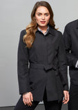 Womens Winter Button Long Trench Coat Jacket Parka Overcoat - Black - Large