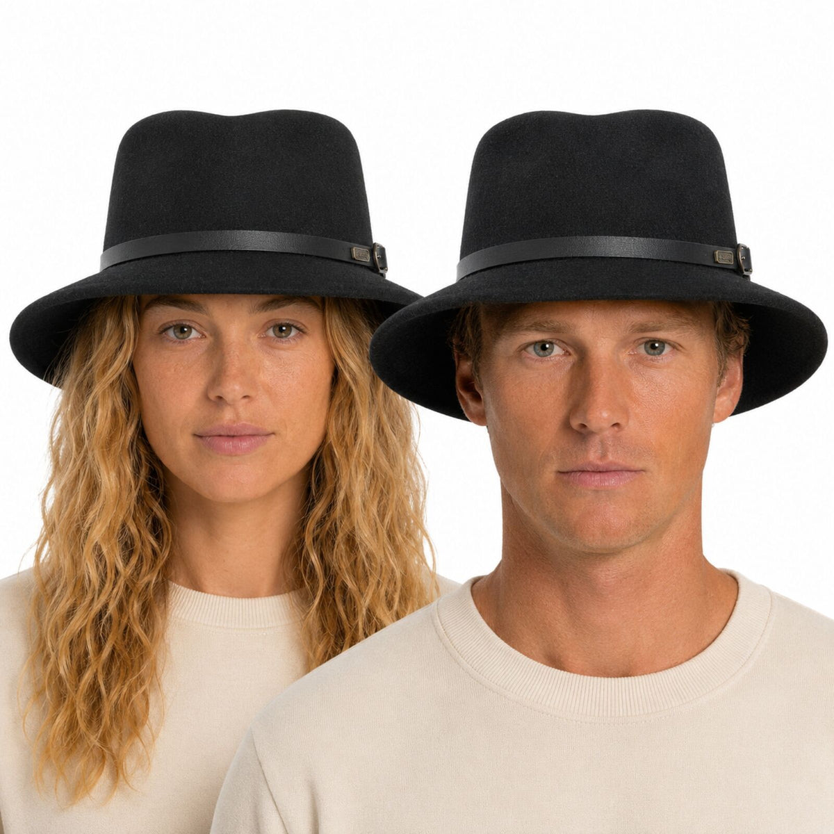 JACARU 1849 Australian 100% Wool Hat Fedora Trilby Crushable Travel - Black