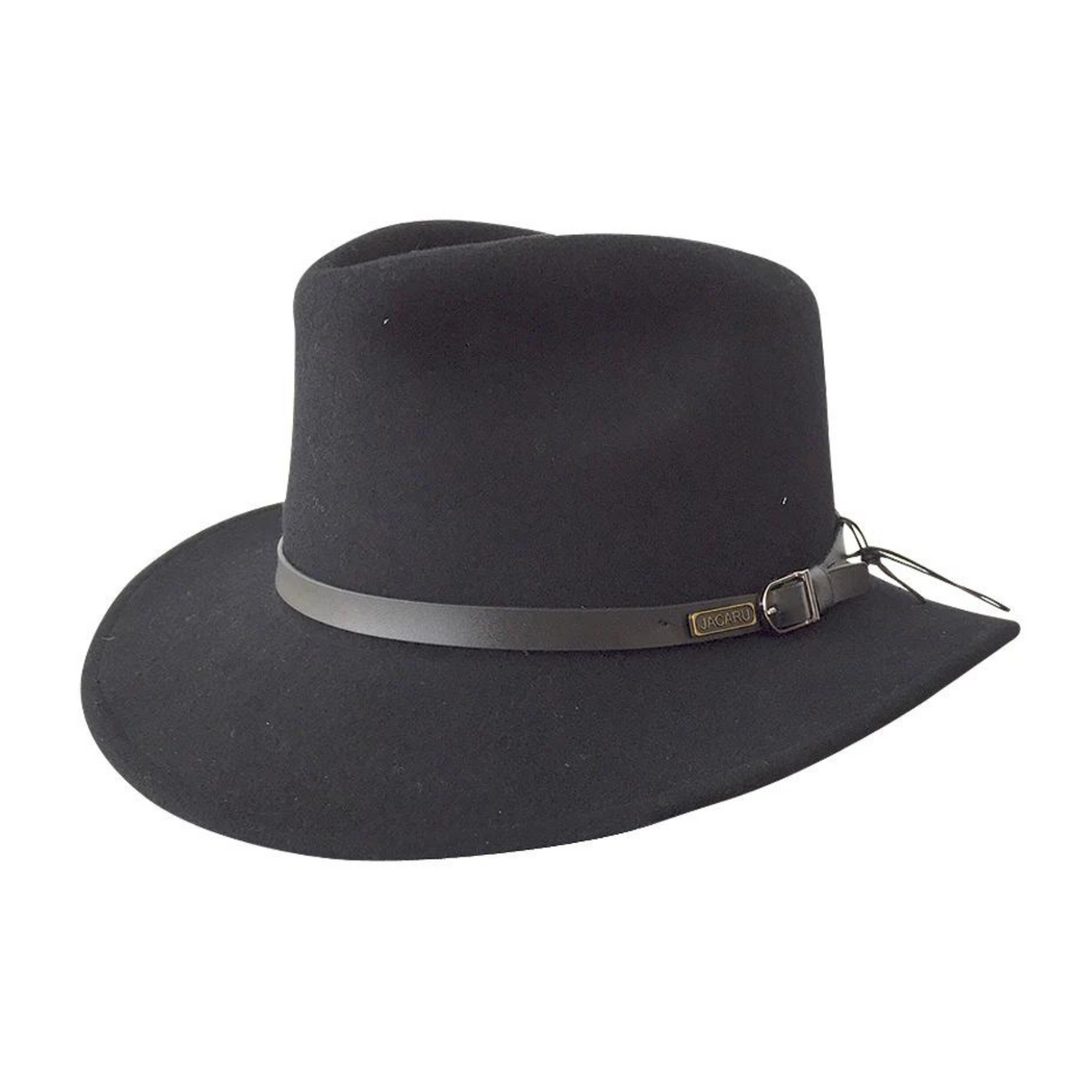 JACARU 1849 Australian 100% Wool Hat Fedora Trilby Crushable Travel - Black