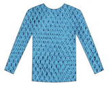 Womens Fishnet Mesh Top Long Sleeve Sheer See Through Party Costume - Blue
