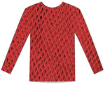 Womens Fishnet Mesh Top Long Sleeve Sheer See Through Party Costume - Red