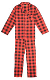 Mens Flannelette Pyjama Set 100% Cotton Long Sleeve Pants Soft Warm PJs - Red - L