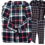 Mens Plus Size Flannelette Pyjamas 100% Cotton PJs Set Top Pants in Red Check - XL