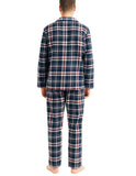 Mens Flannelette Pyjama Set Sleepwear Soft 100% Cotton PJs Two Piece - Navy/Red Check - 3XL