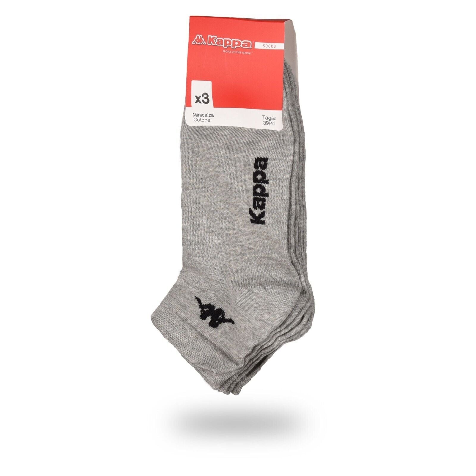 Men's Underwear & Socks: Kappa Mens Ankle Socks - Grey - 1 Pack of 3 - EU 39-41