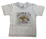 Kids Australia Kangaroo T Shirt Tee Childrens Child 100% Cotton Top - White - 14