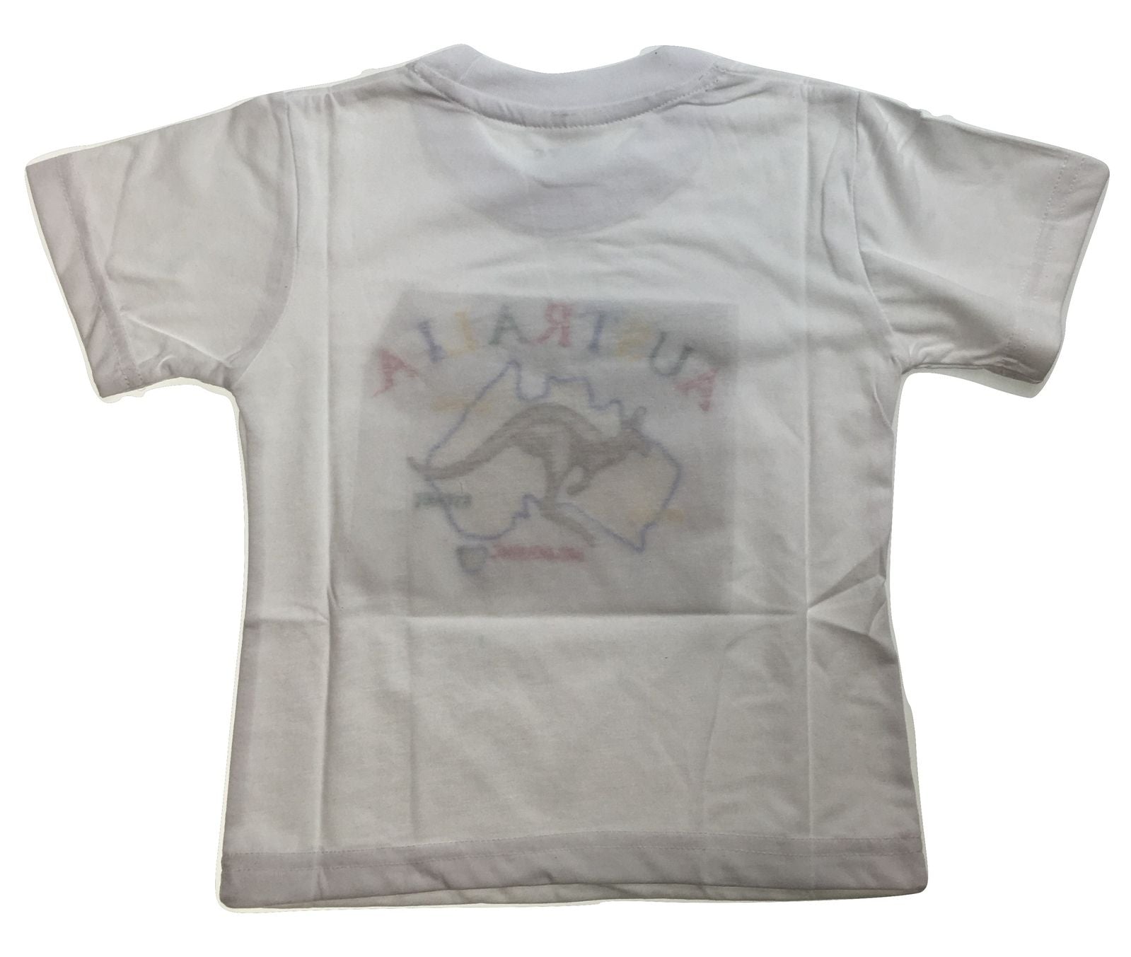 Kids Australia Kangaroo T Shirt Tee Childrens Child 100% Cotton Top - White - 14