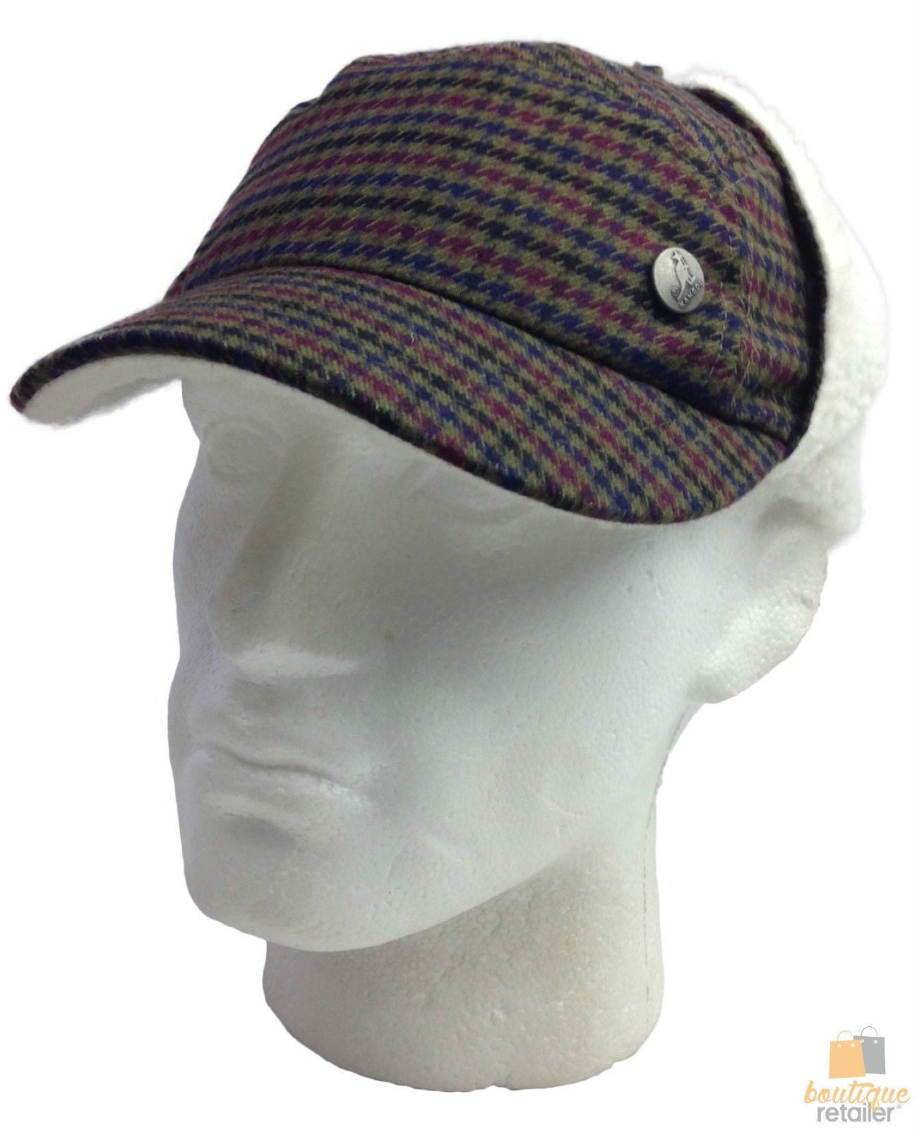Plaid Supre Trapper Ushanka Hat Sherpa Lined Winter Ear Flap Cap - Army Green - S/M