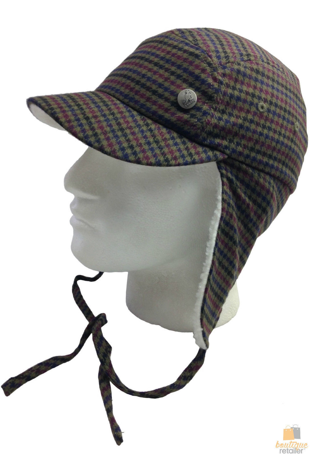 Plaid Supre Trapper Ushanka Hat Sherpa Lined Winter Ear Flap Cap - Army Green - S/M