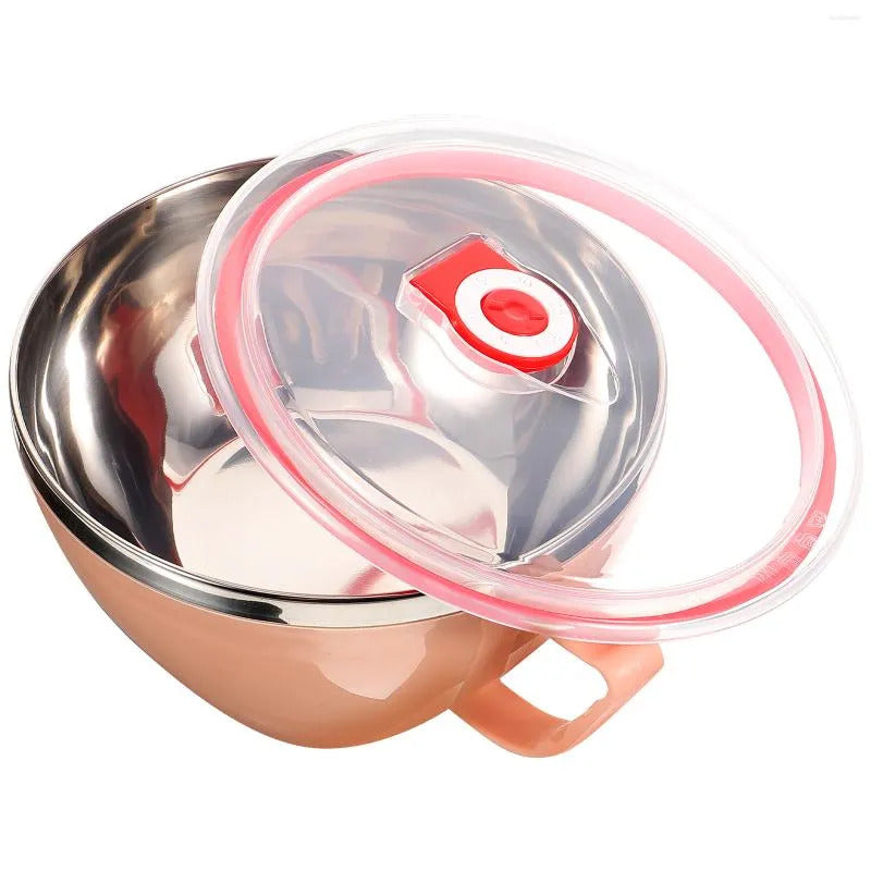Cutlery: 900ml Stainless Steel Instant Noodle Solid Bowl Korean Mi Goreng w Lid & Handle