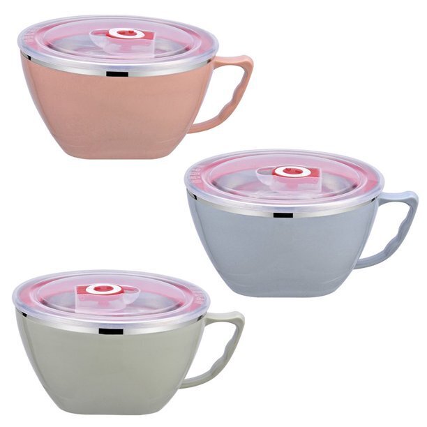 Cutlery: 900ml Stainless Steel Instant Noodle Solid Bowl Korean Mi Goreng w Lid & Handle