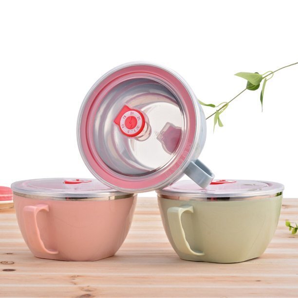 Cutlery: 900ml Stainless Steel Instant Noodle Solid Bowl Korean Mi Goreng w Lid & Handle