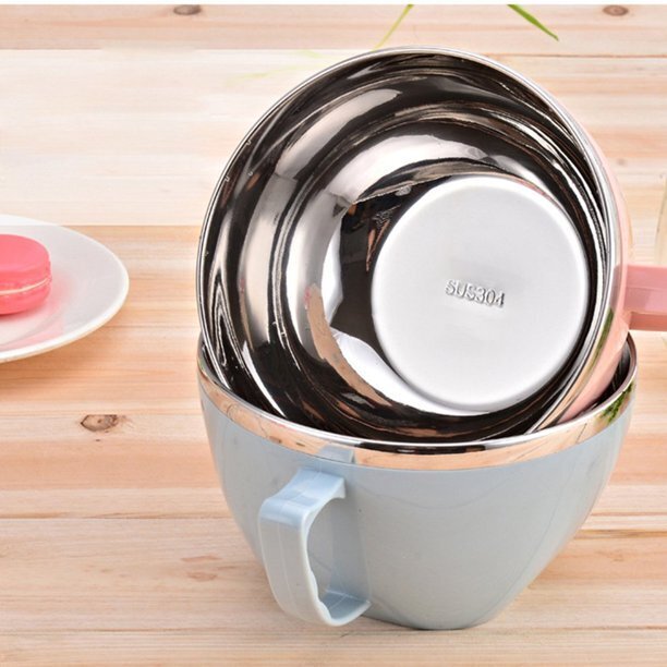 Cutlery: 900ml Stainless Steel Instant Noodle Solid Bowl Korean Mi Goreng w Lid & Handle