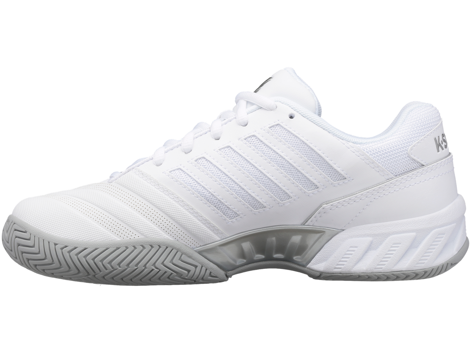 K-Swiss Womens Bigshot 4 AC Tennis Shoes - White/Silver - US 8.5