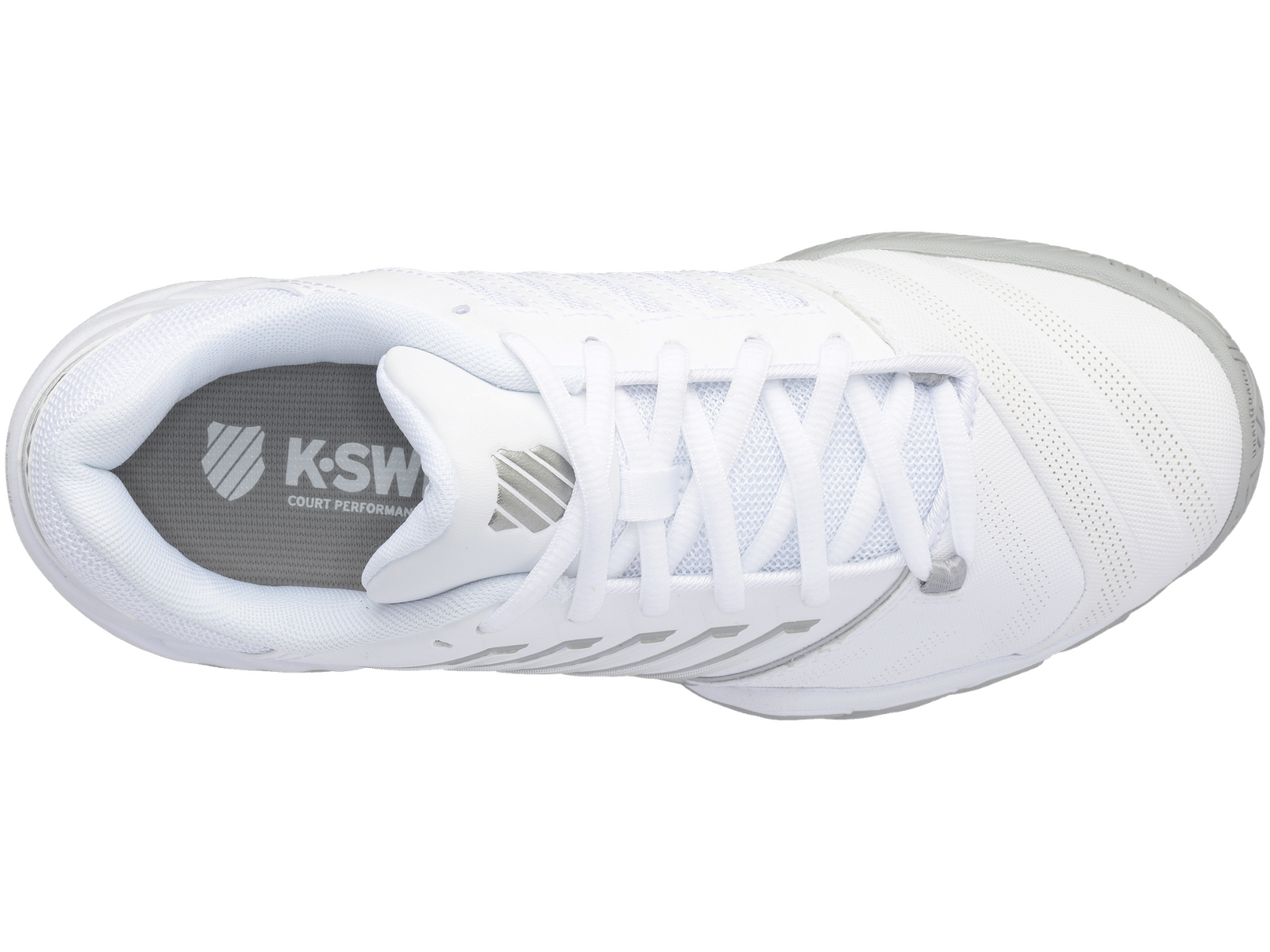 K-Swiss Womens Bigshot 4 AC Tennis Shoes - White/Silver - US 8.5