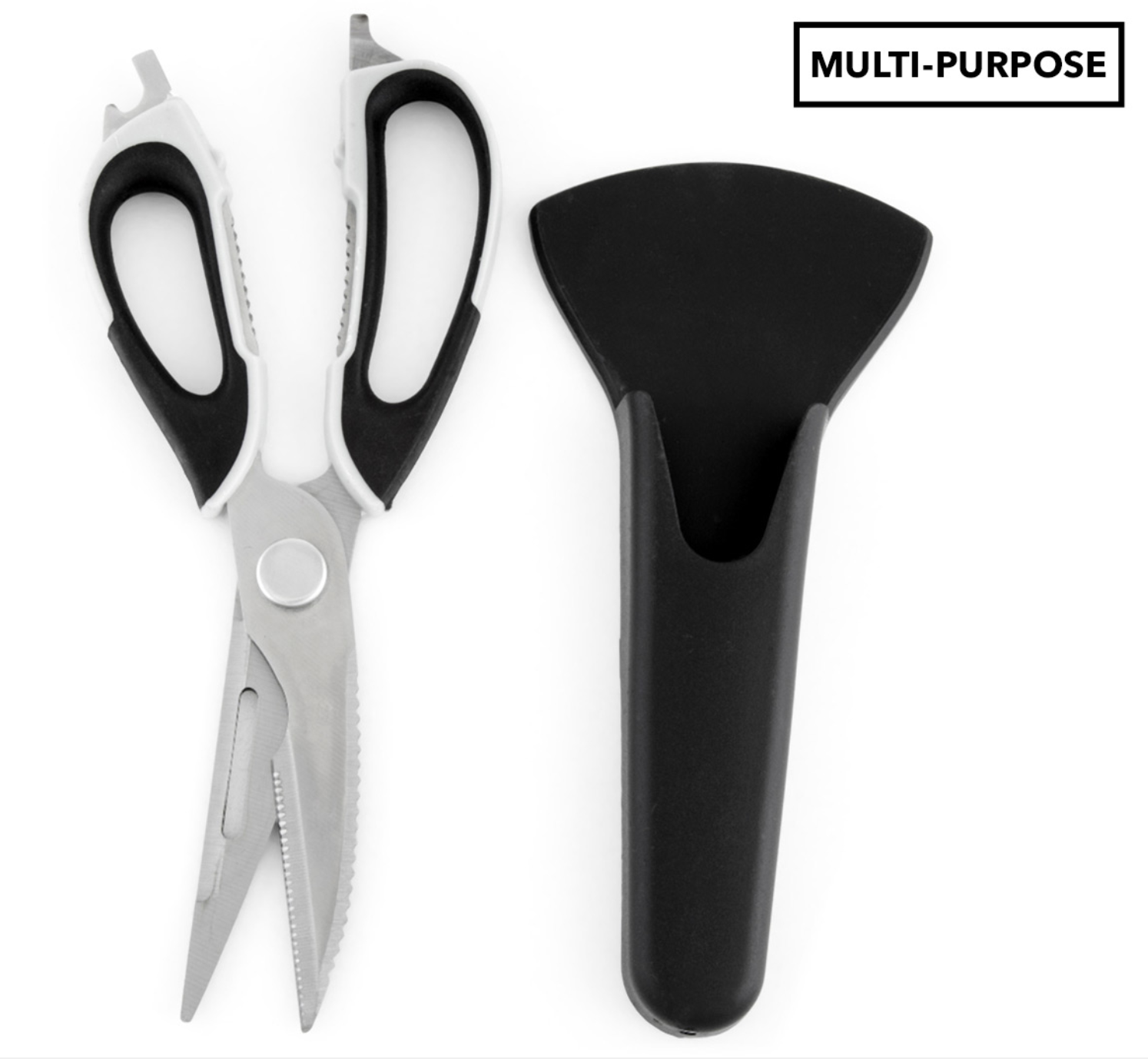 Cutlery: 7 in 1 Multi Purpose Kitchen Super Scissors w/ Magnetic Case for Meat Nuts